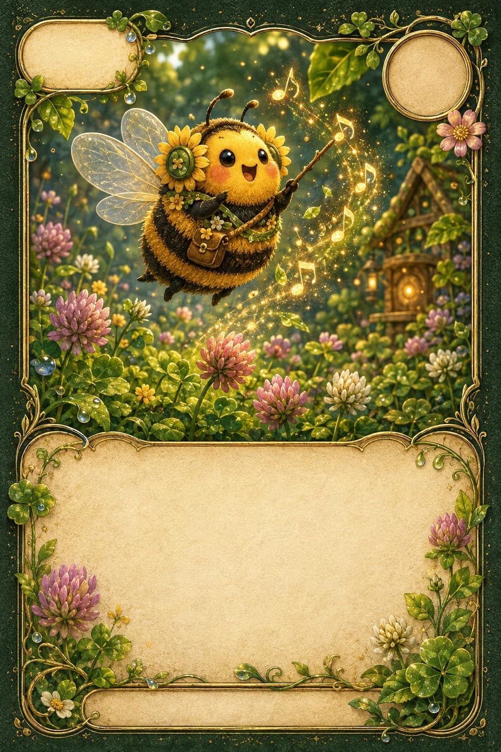 Bumblebee illustrated award card from the Garden world